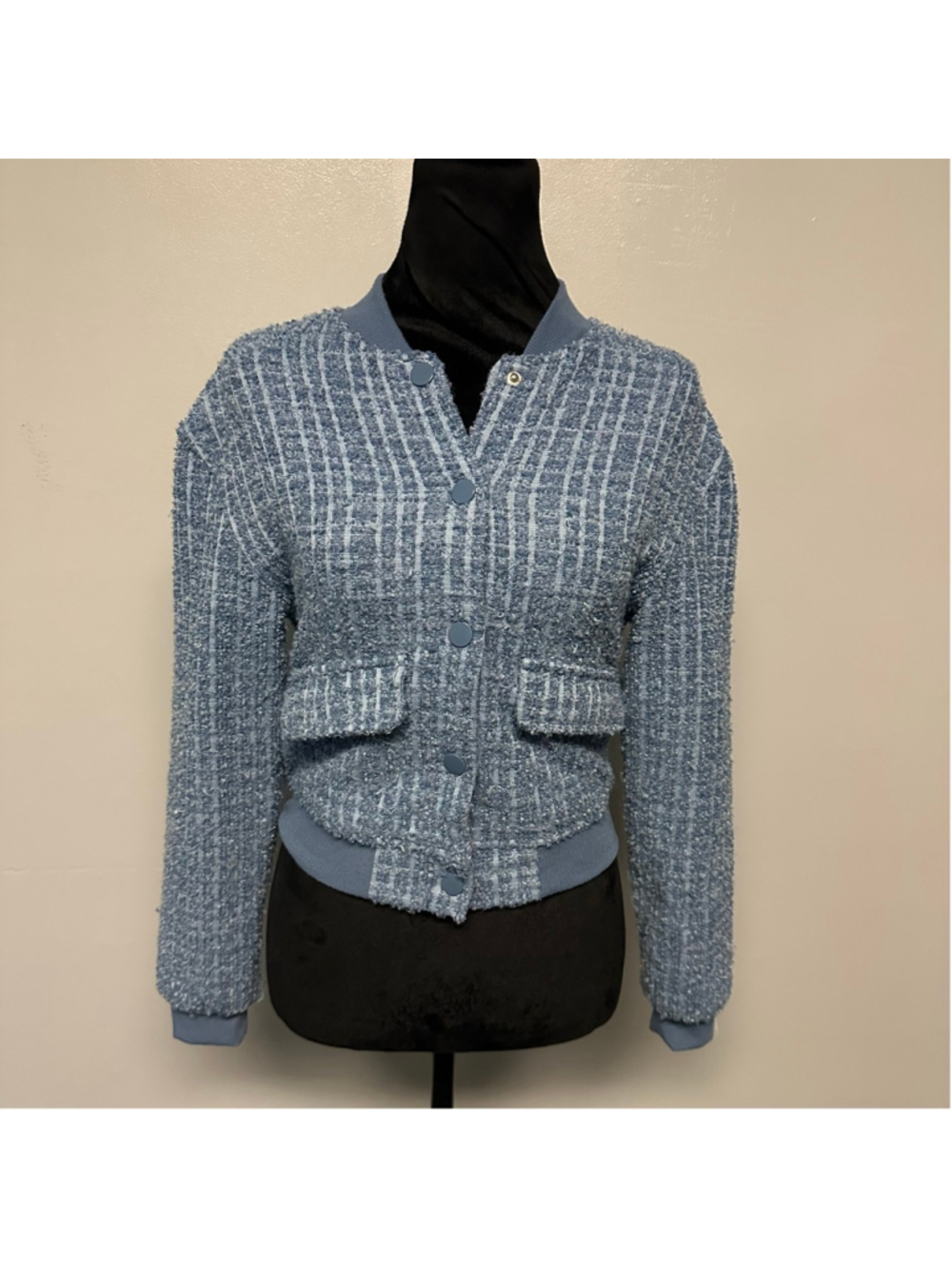 Madden NYC Blue Plaid Bomber Jacket Women’s Size XS
